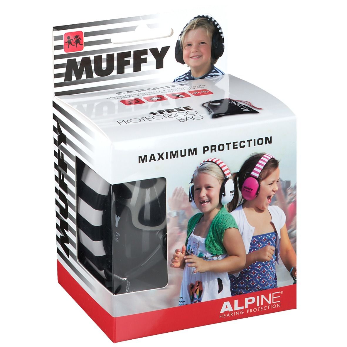 ALPINE® MUFFY Maximun Protection Kapselgehörschutz Kids schwarz-weiss