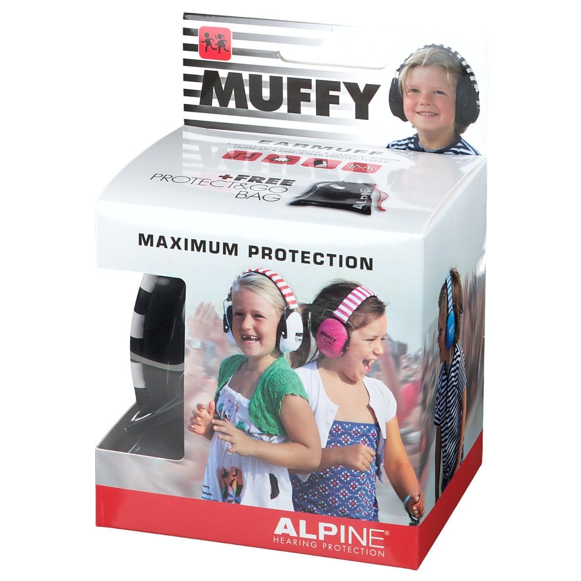 ALPINE® MUFFY Maximun Protection Kapselgehörschutz Kids schwarz-weiss