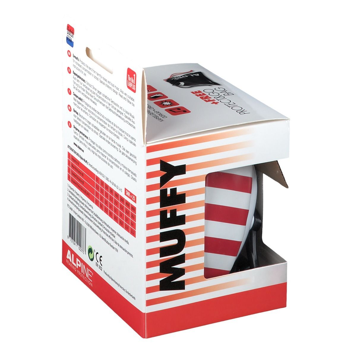 ALPINE® MUFFY Maximun Protection Kapselgehörschutz Kids rot-weiss
