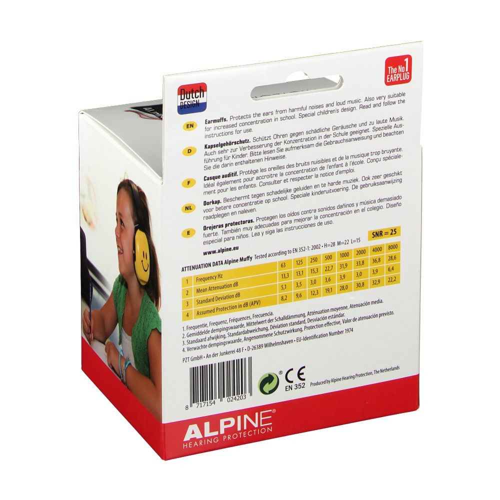 ALPINE® MUFFY Maximun Protection Kapselgehörschutz Kids Smile