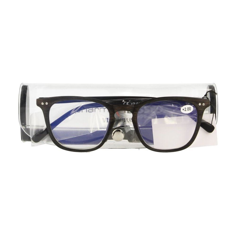 Lunettes de lecture marron +2.00, vues de face.