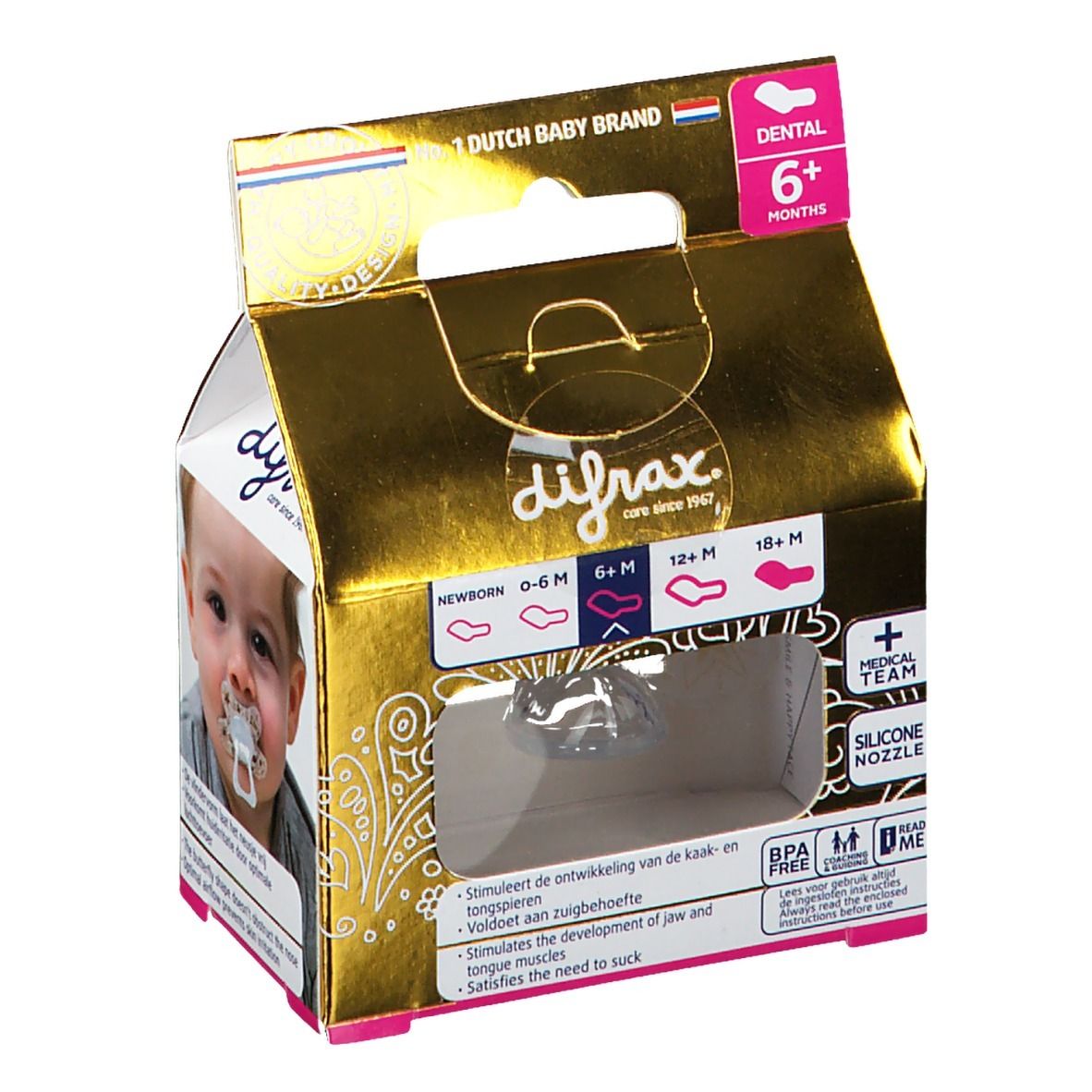 Difrax® Sucette Dental 6+ mois d'Or