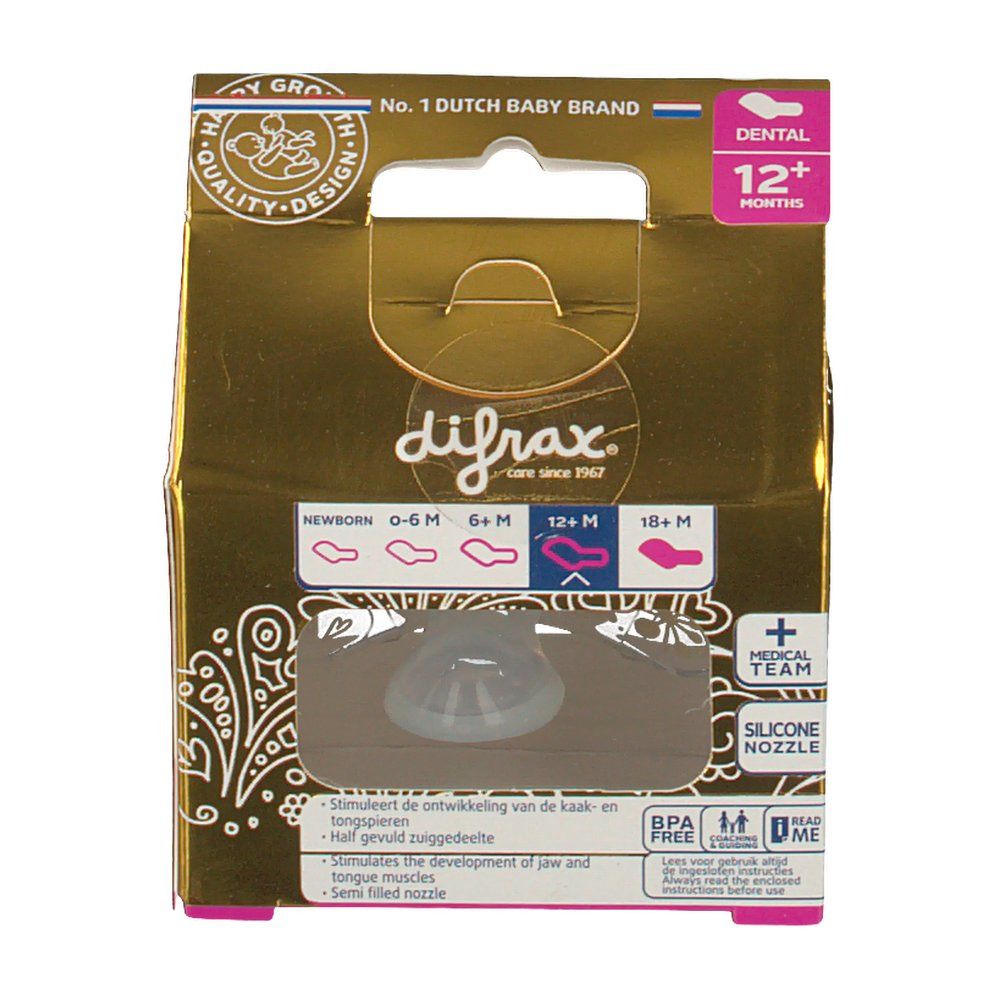 difrax® Schnuller - Dental - Gold +12 Monate