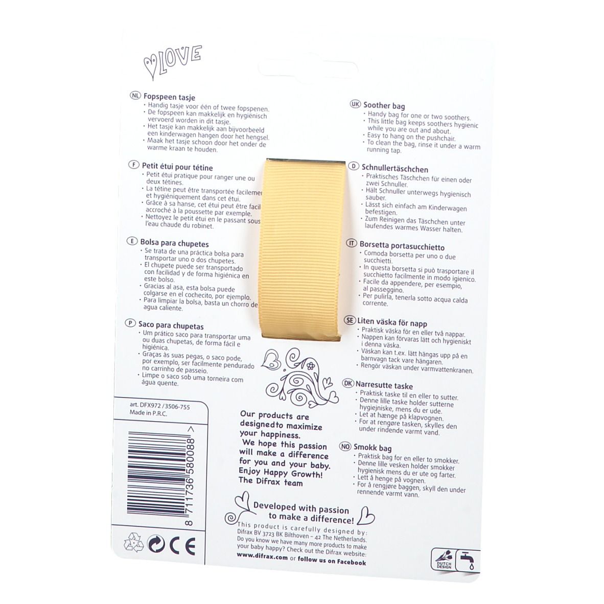 Difrax Schnullertasche Gold