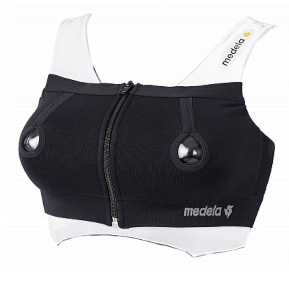 Bustier Medela Easy Expression noir, fermeture éclair, ouvertures pour téterelles.