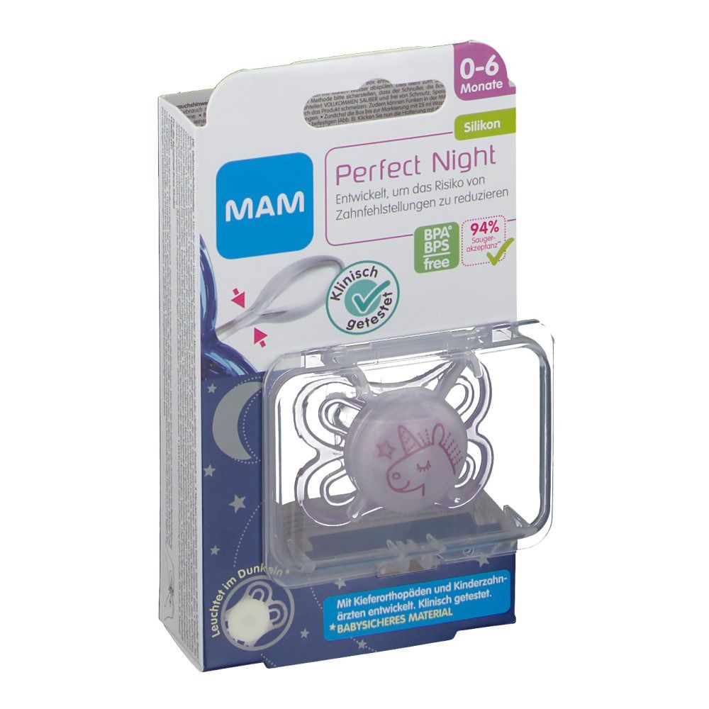 MAM Perfect Night Sucette silicone (0-6 mois) 1 pc(s) - Redcare