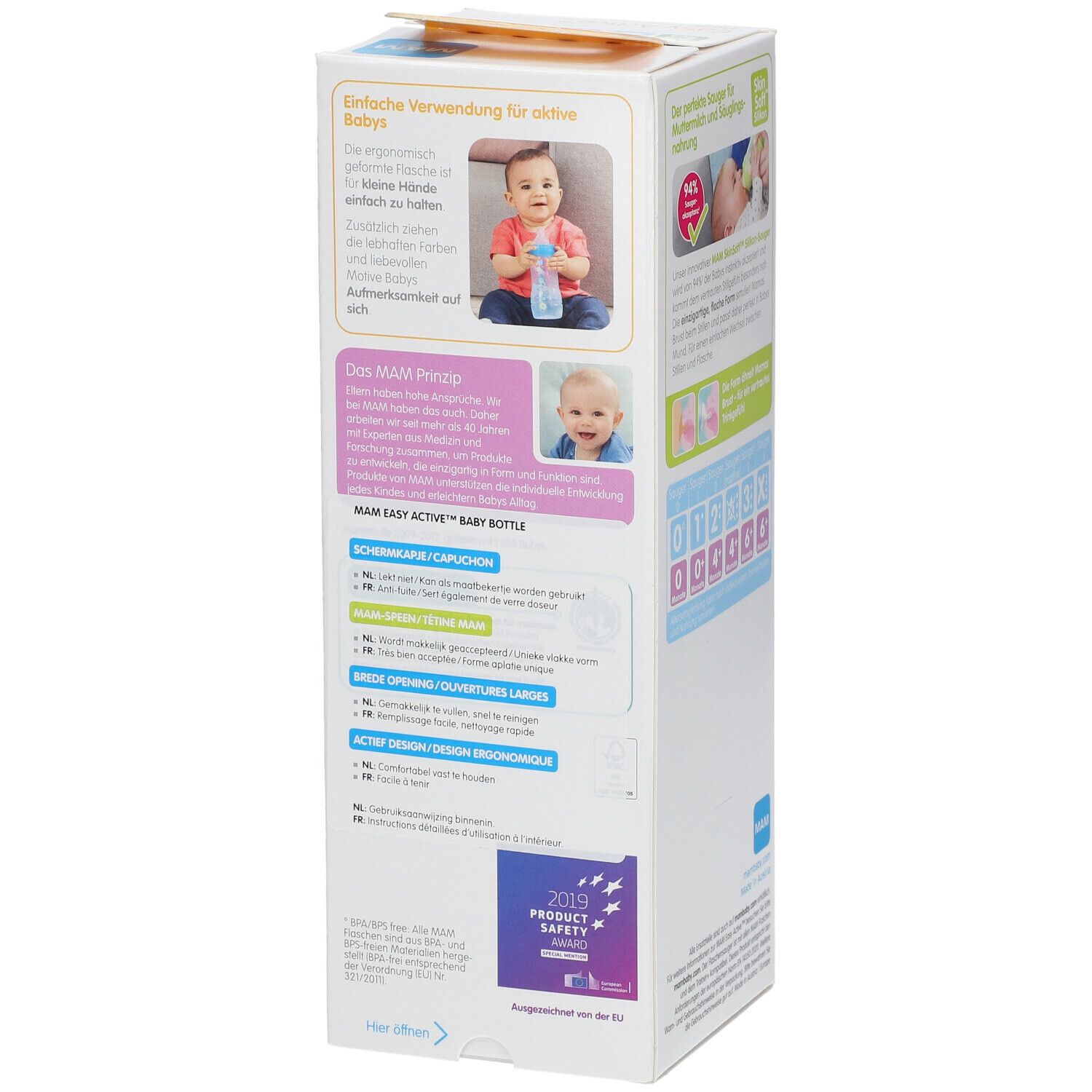 MAM Easy Active™ Baby Bottle Pattern 330 ml Biberon 4 Mois