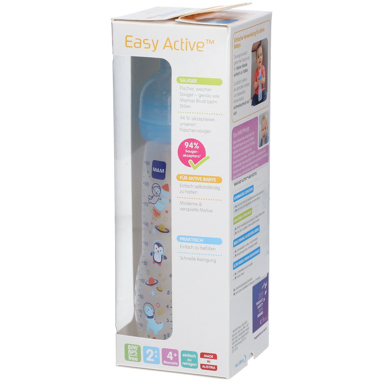 MAM Easy Active™ Baby Bottle Pattern 330 ml Biberon 4 Mois