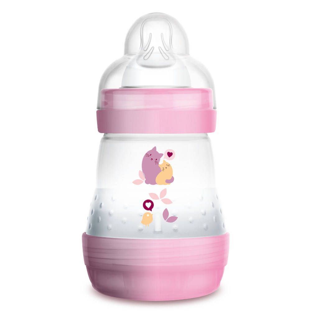 MAM Biberon anti-colique 160 ml de 0 à 6 mois motif Rose