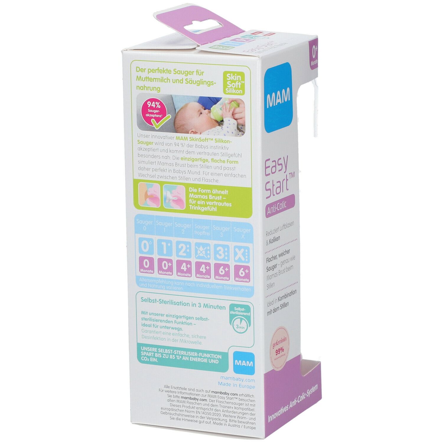 MAM Anti-Kolik Babyflasche 260 ml Mädchen 0 Monate + (Farbe nicht wählbar)