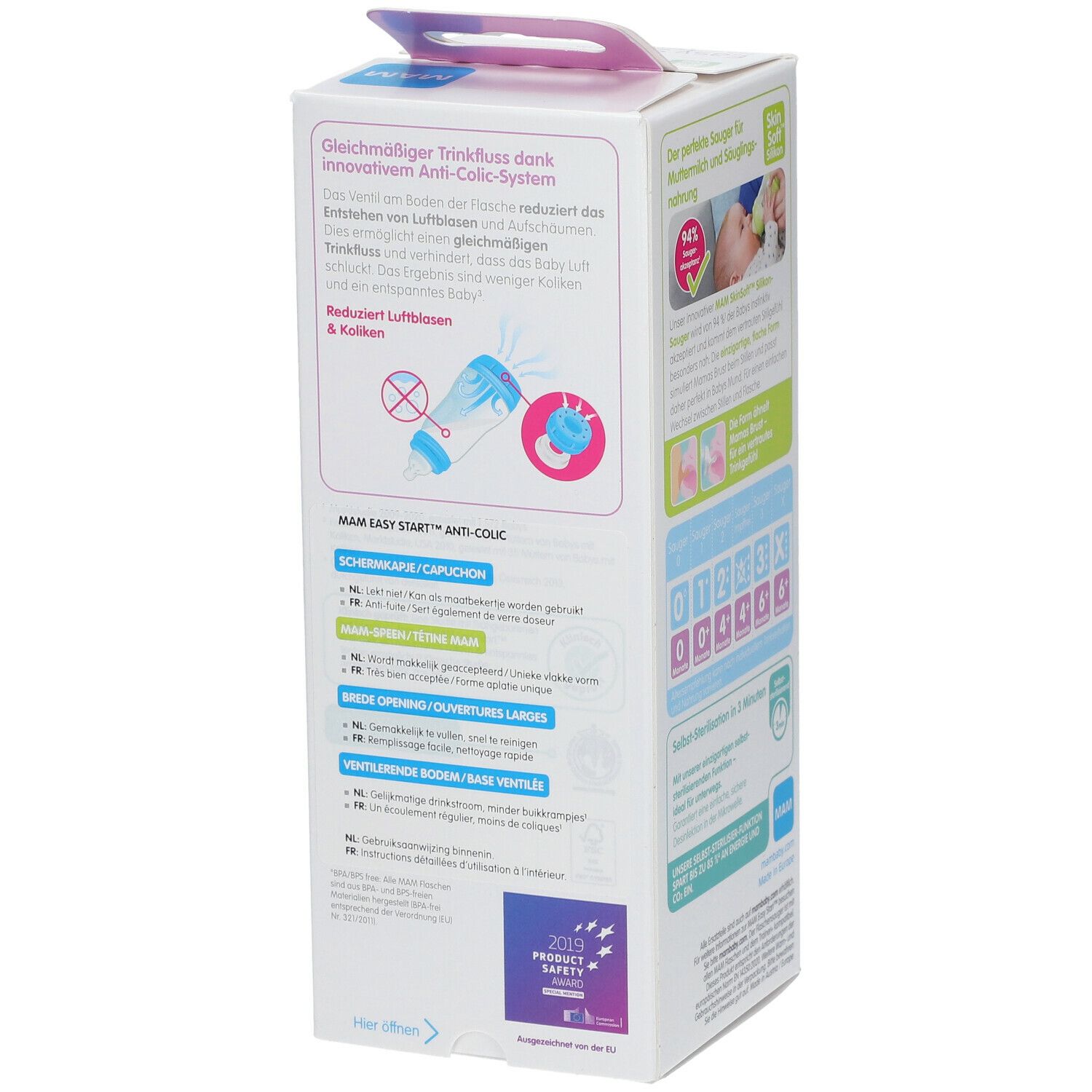 MAM Anti-Kolik Babyflasche 260 ml Mädchen 0 Monate + (Farbe nicht wählbar)