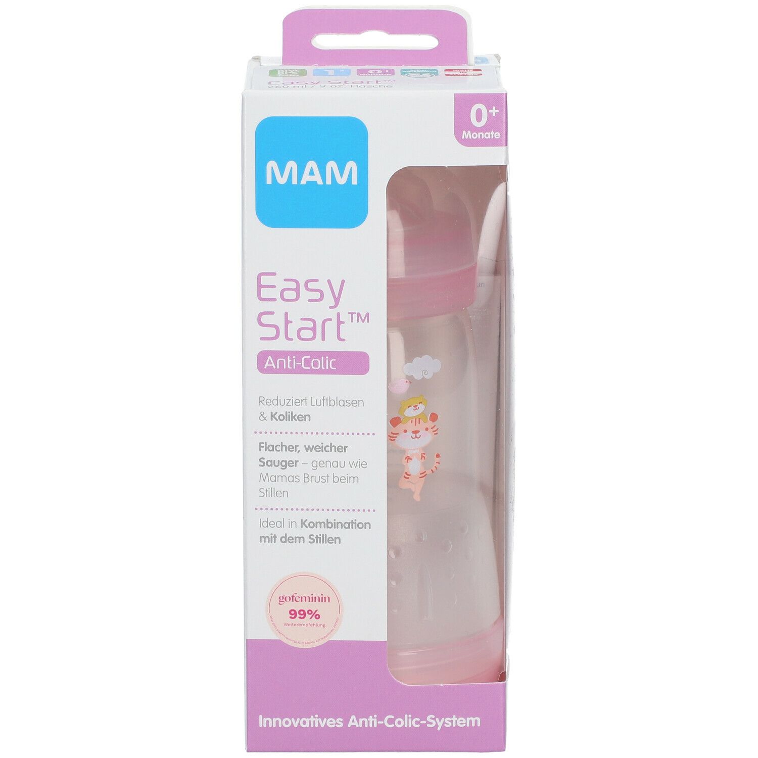 MAM Anti-Kolik Babyflasche 260 ml Mädchen 0 Monate + (Farbe nicht wählbar)