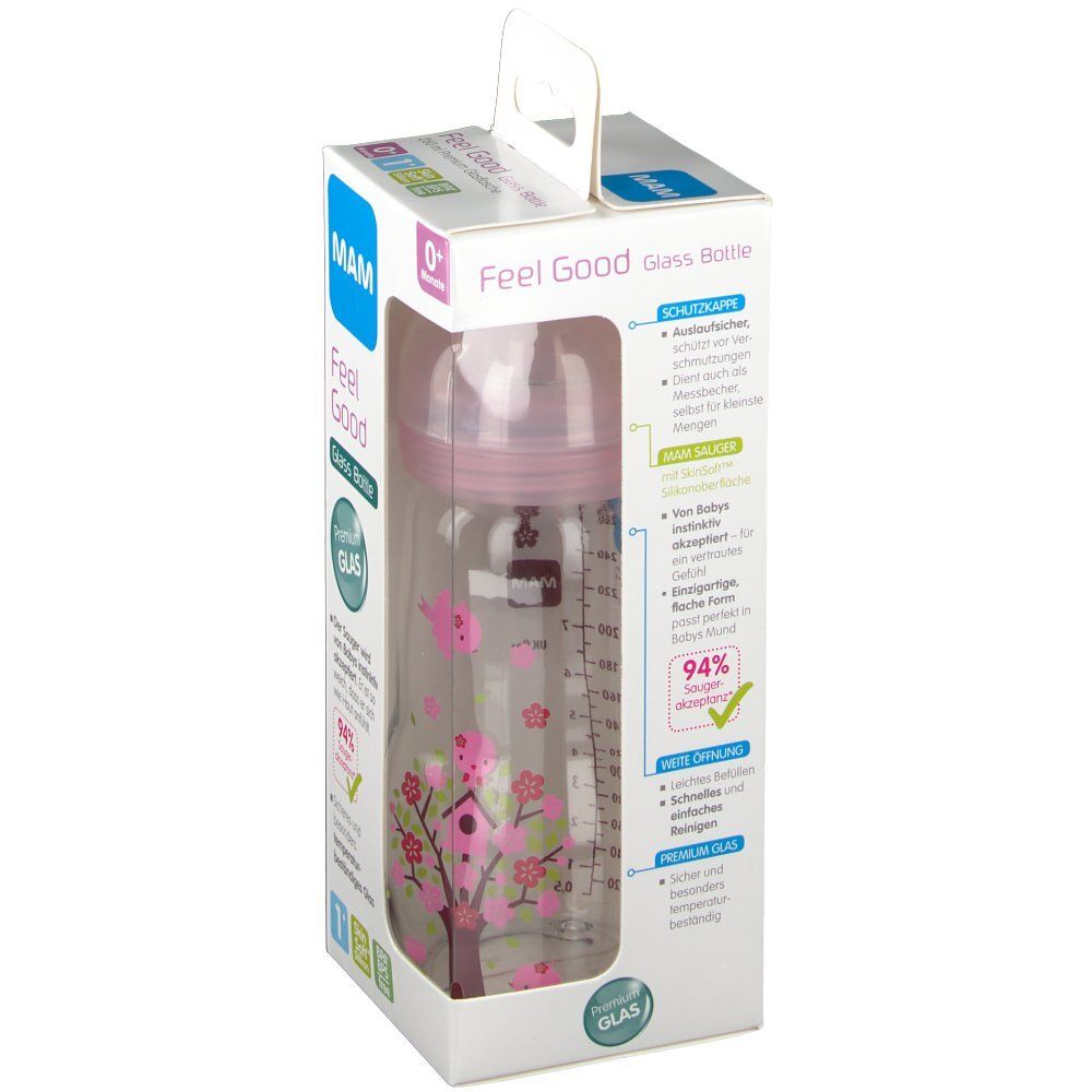 MAM Feel Good Glass Bottle 0+ Monate