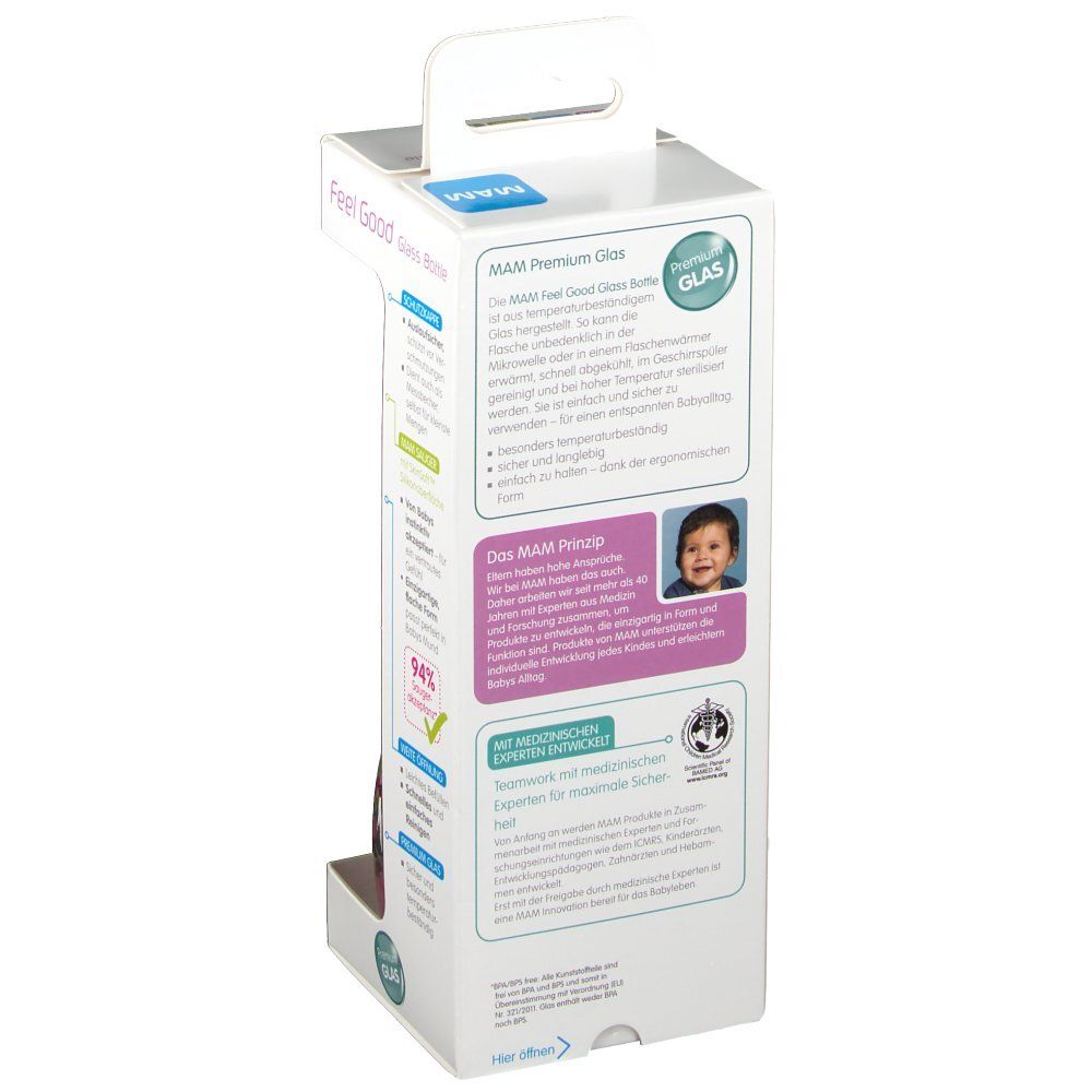 MAM Feel Good Glass Bottle 0+ Monate