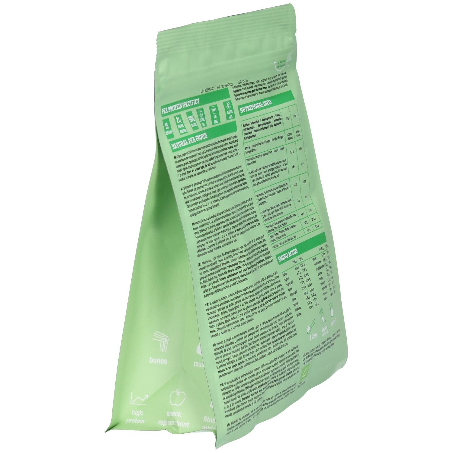 Purasana Erbsenprotein-Beutel, 400g, 16 Portionen, natürlicher Geschmack.
