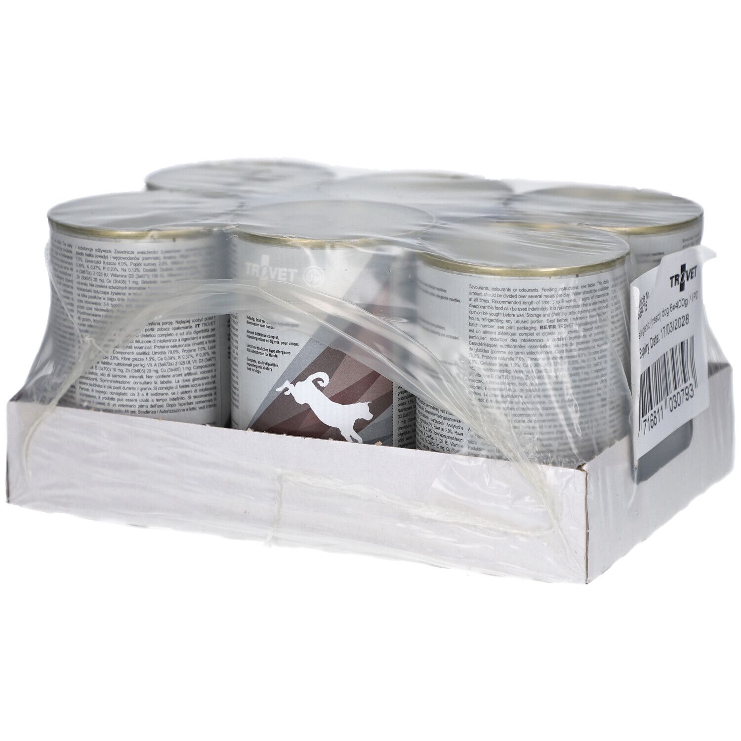 VetLife Hypoallergen Schwein & Kartoffel Katzenfutter, 400g Beutel.