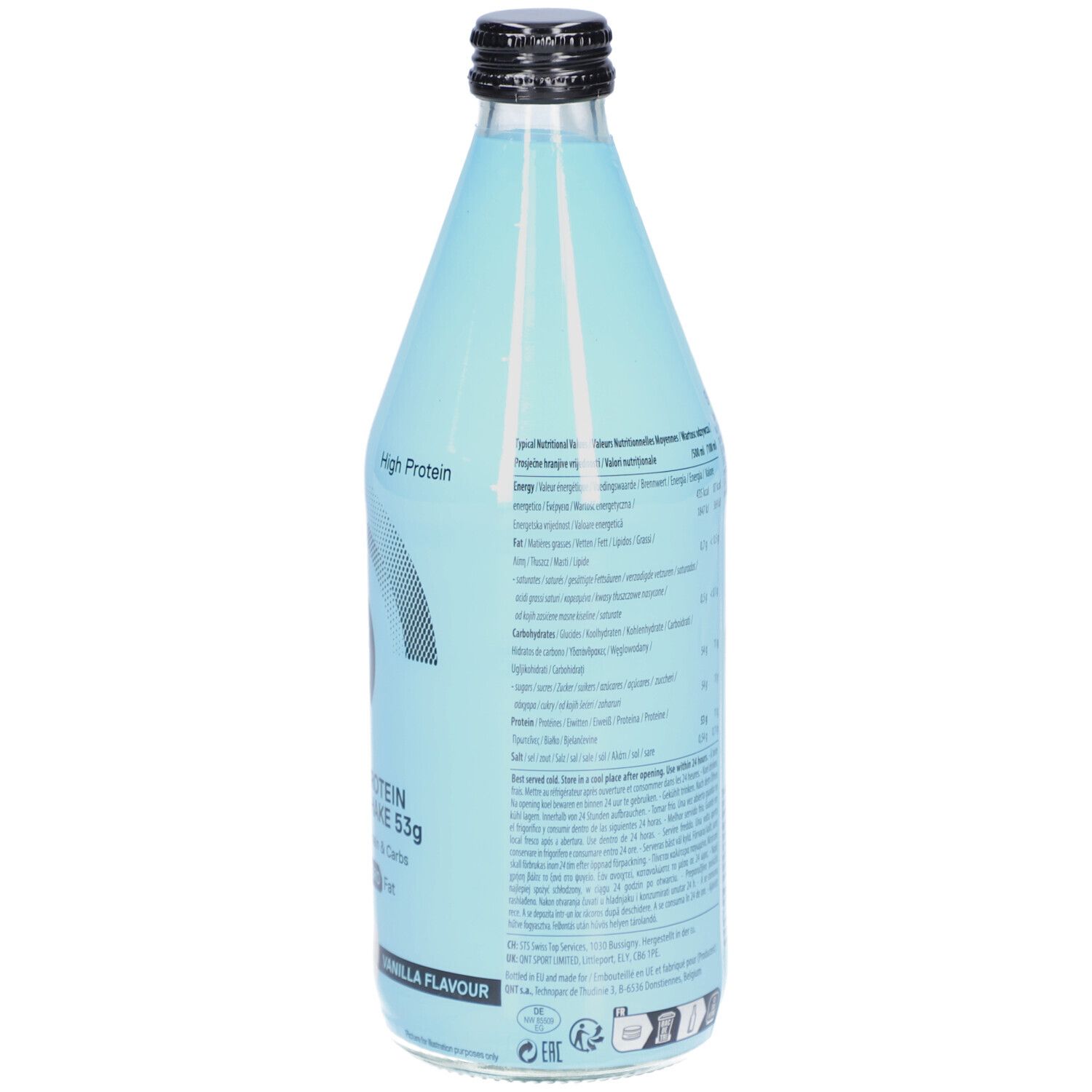 QNT Protein Shake (53g Protein) Glasflasche Vanille