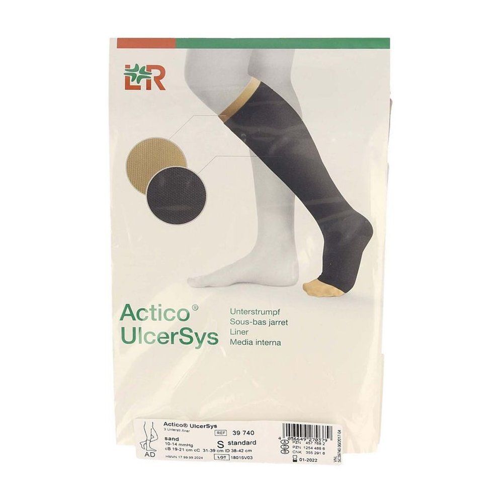 Emballage Actico® UlcerSys Liner. Illustration du produit, taille S.