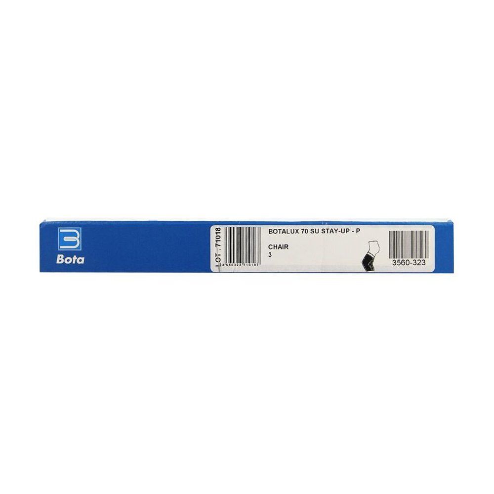 Boîte de bas Botalux 70 Stay-Up. Informations produit sur le dessus. Marque Bota.
