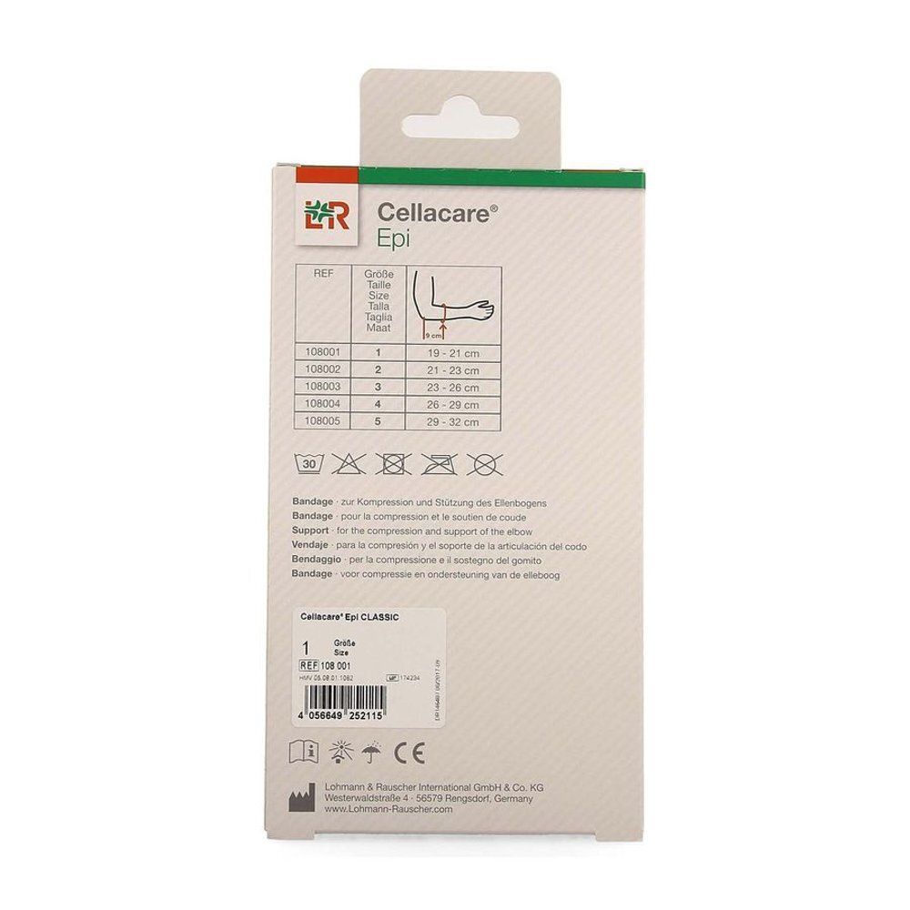 Dos de l'emballage. Nom du produit, informations de taille et pictogrammes.