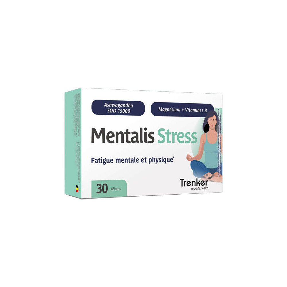 Boîte de Trenker Mentalis Stress 30 gélules, Ashwagandha et Magnésium.
