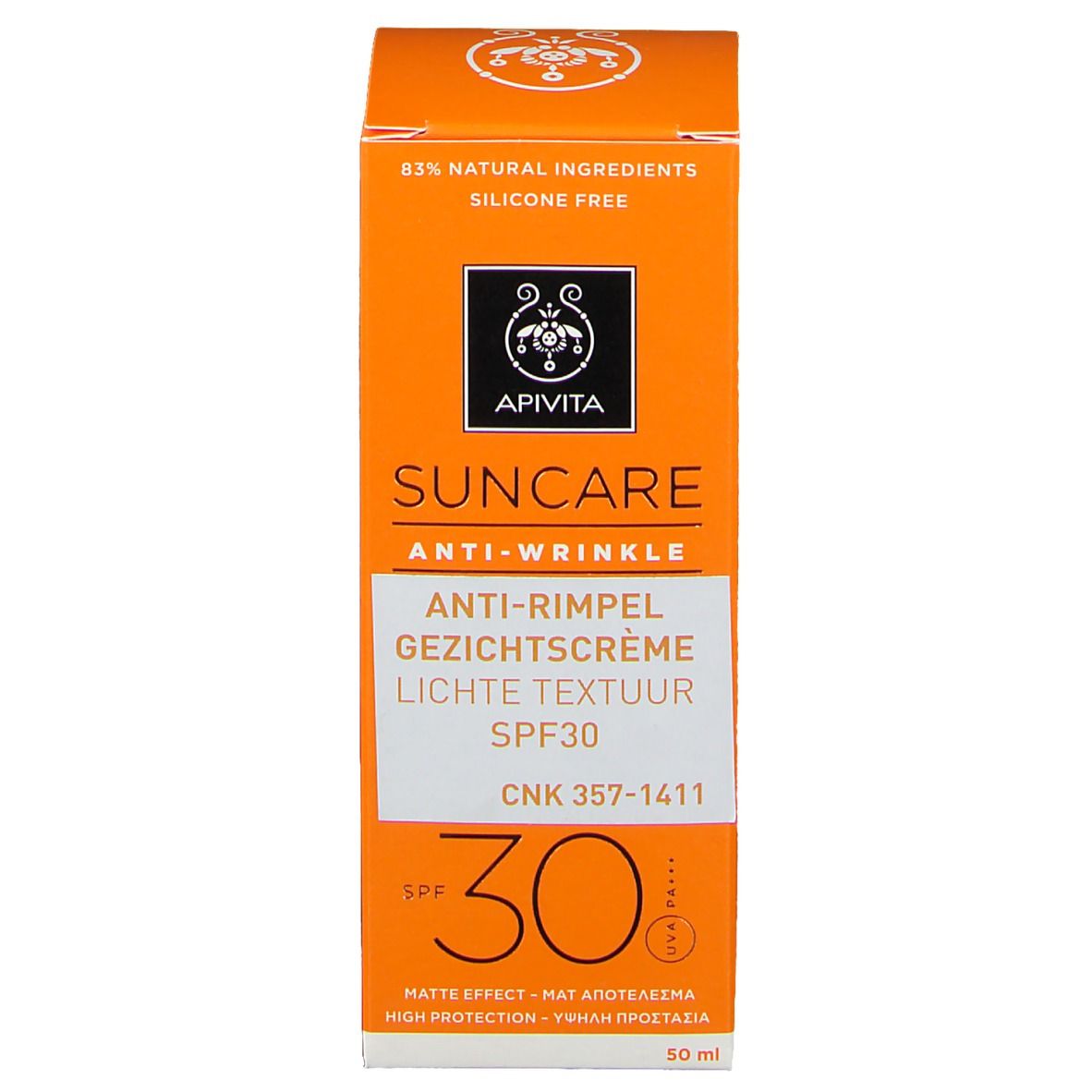 Apivita Suncare Crème Visage Anti-Rides Texture Légère SPF30