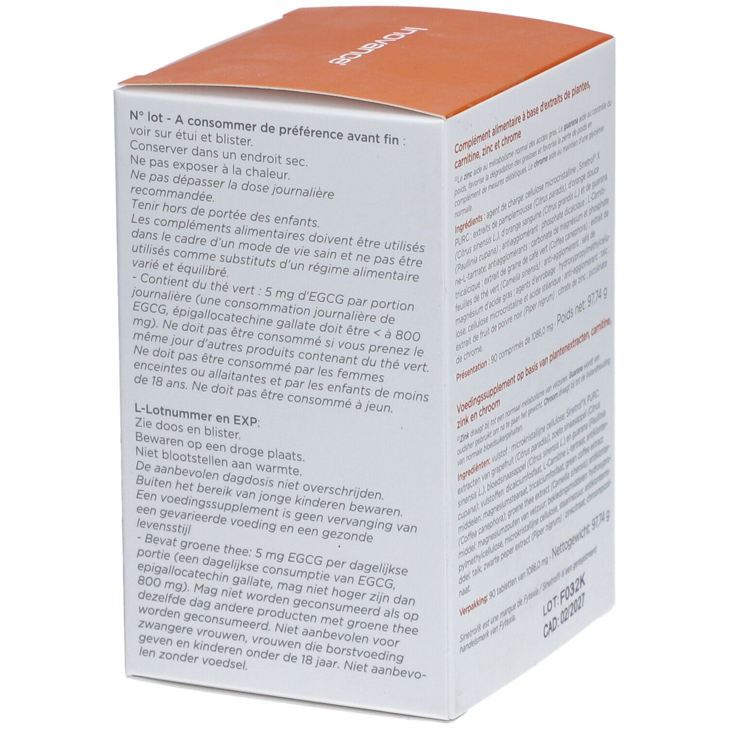 Inovance Lipo F-Verpackung. Enthält Informationen zur Anwendung, Warnhinweise und die Chargennummer.