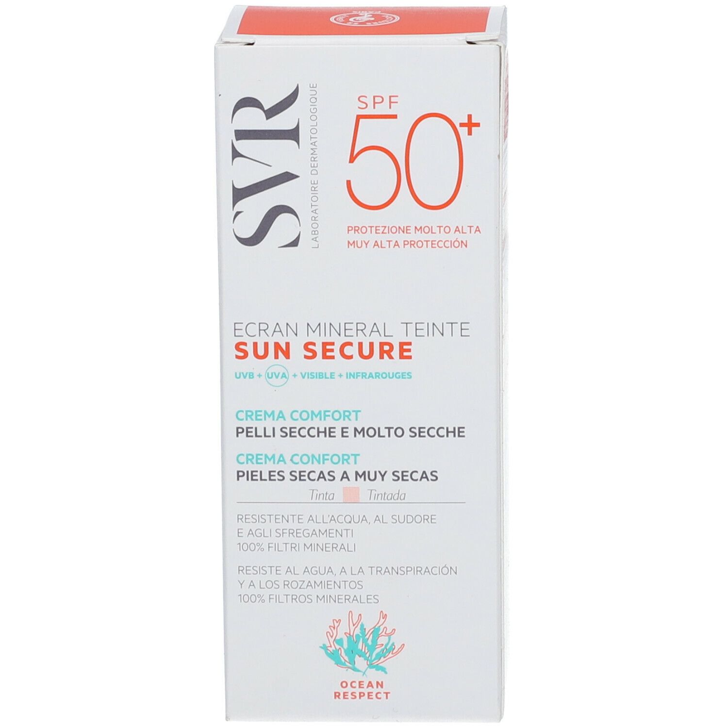 SVR SUN SECURE ÉCRAN MINÉRAL TEINTÉ Crème Confort Peaux Sèches à Très Sèches SPF50+