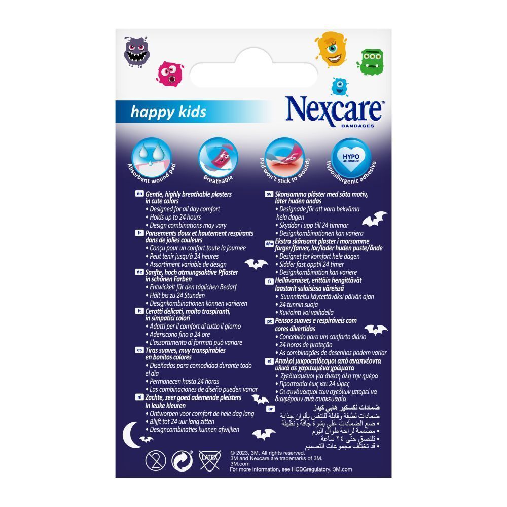 3M™ Nexcare™ HAPPY KIDS ​Pansements Décor Monstres