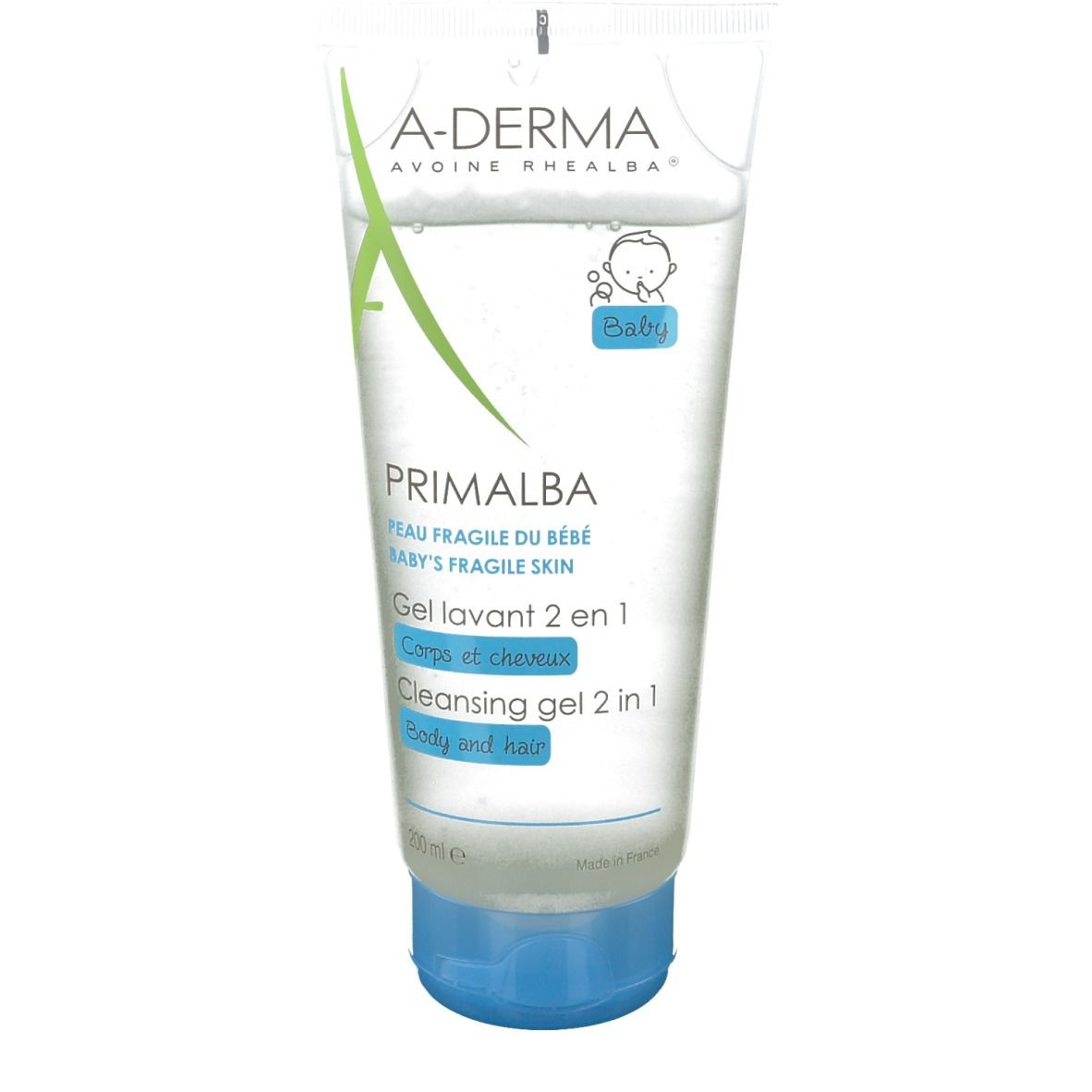 A-Derma Baby Primalba Mildes Waschgel 2 in 1 Körper und Haare