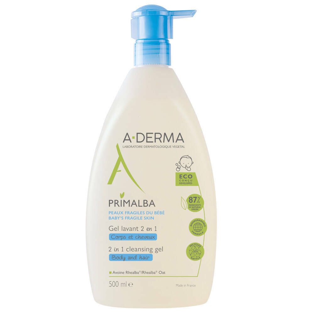 A-Derma Baby Primalba Mildes Waschgel 2 in 1 Körper und Haare