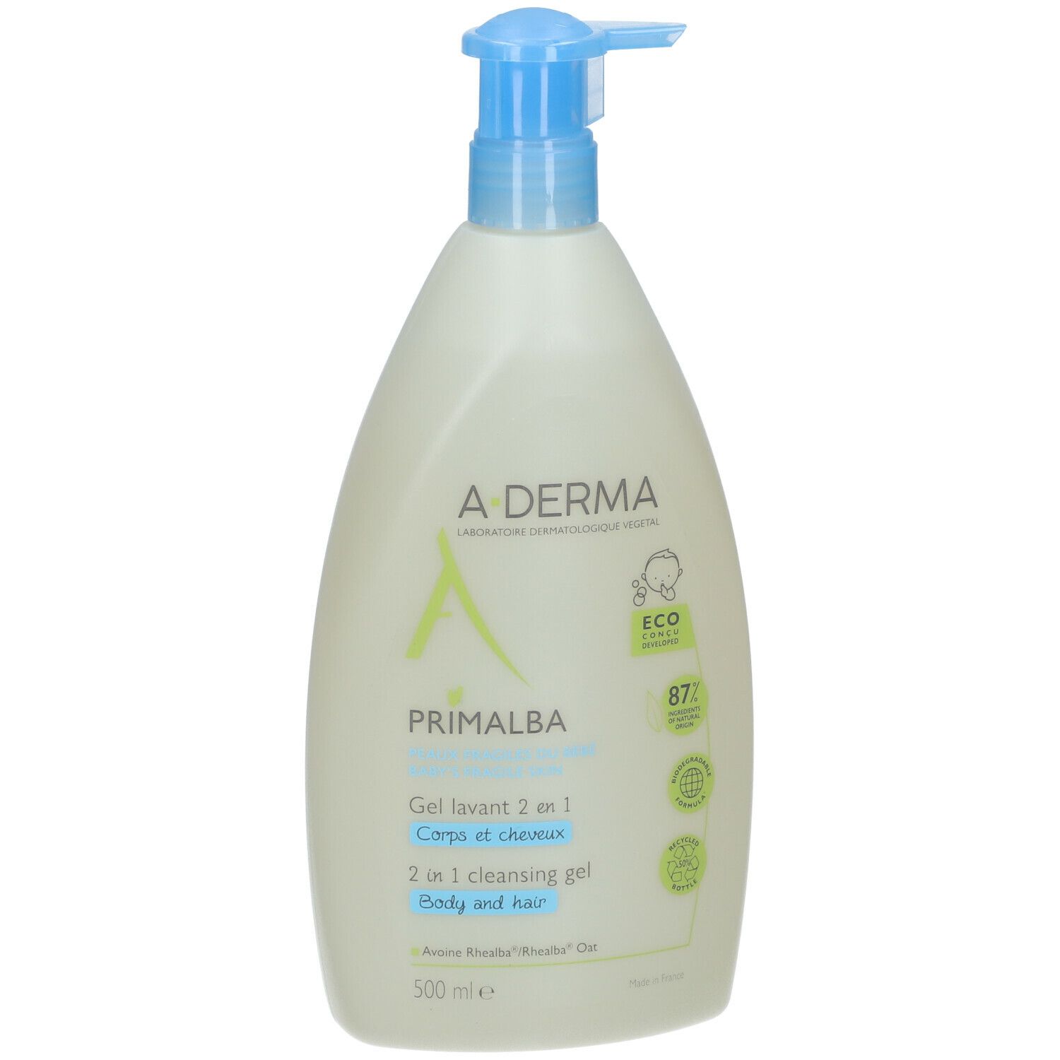 A-Derma Baby Primalba Mildes Waschgel 2 in 1 Körper und Haare