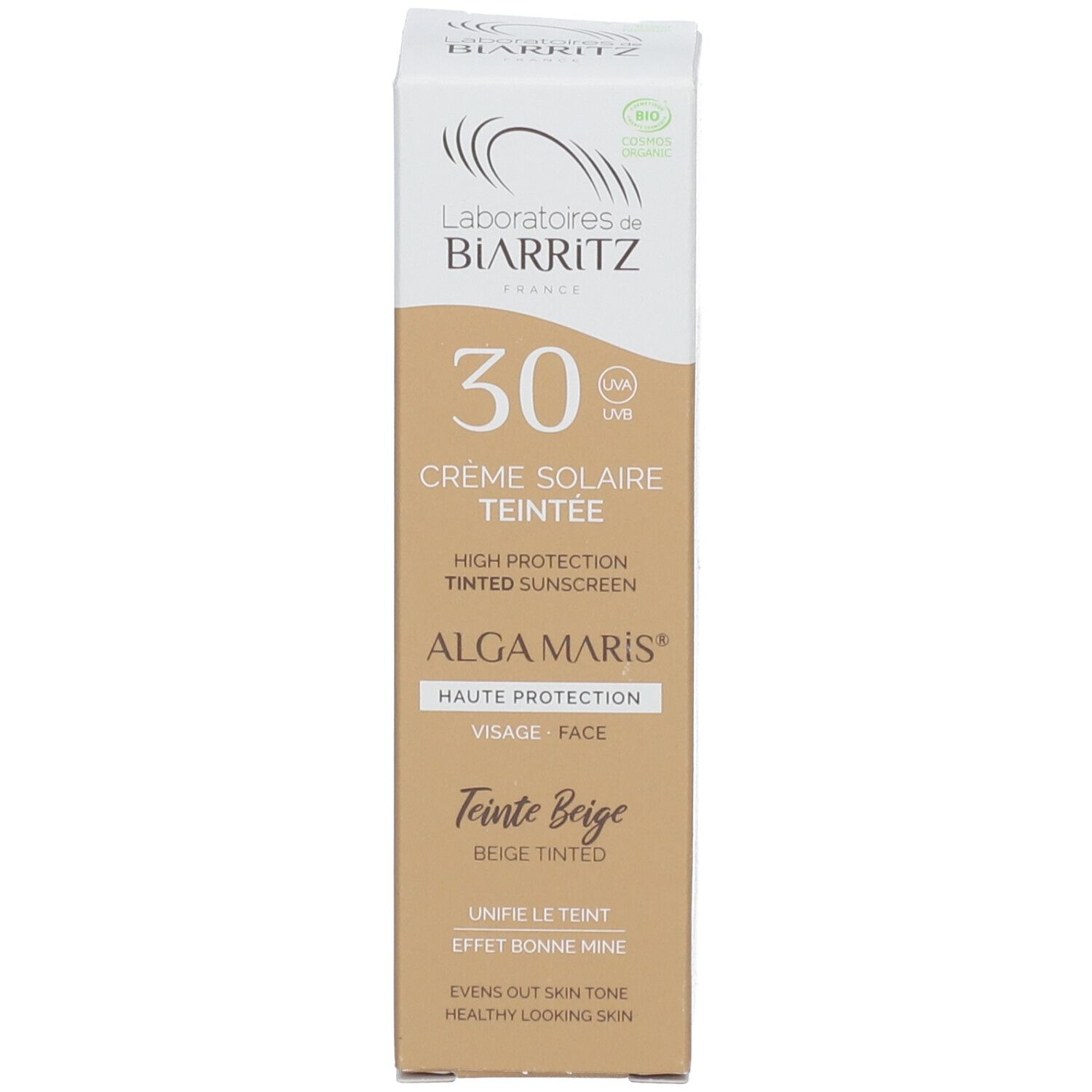Laboratoires de Biarritz getönte Sonnencreme LSF 30. Hoher Schutz, beigefarben.