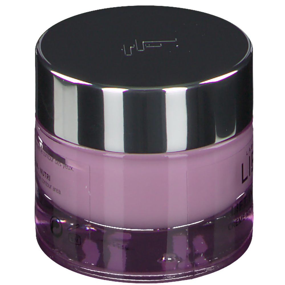 Pot de crème avec couvercle argenté. Inscription: SCULPTING LIFT RICH CREAM - NUTRI. Usage externe.