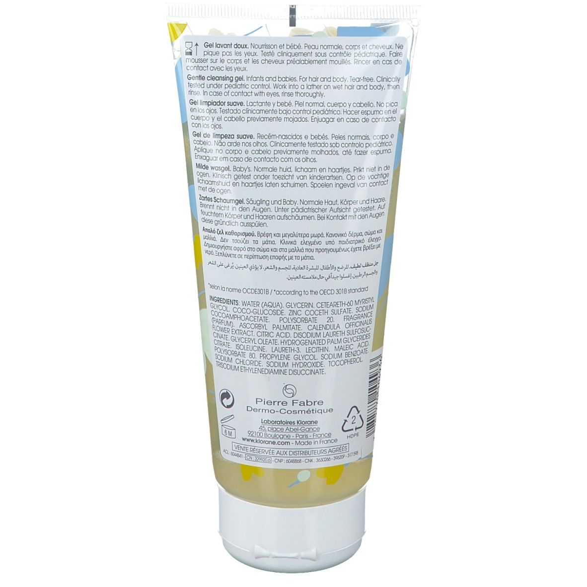 KLORANE Bébé Bain Gel Lavant Doux au Calendula Bio
