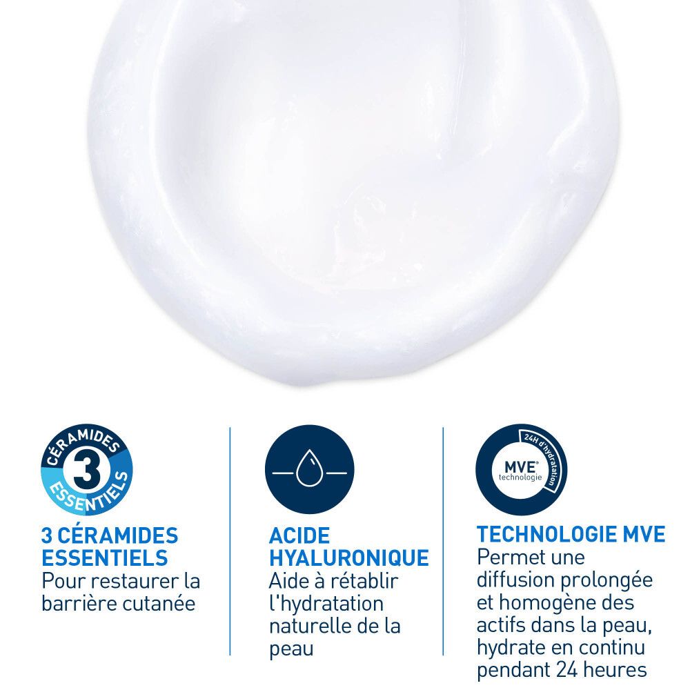 CeraVe Crème Lavante Hydratante visage et corps pour les peaux sèches à très sèches 236ml