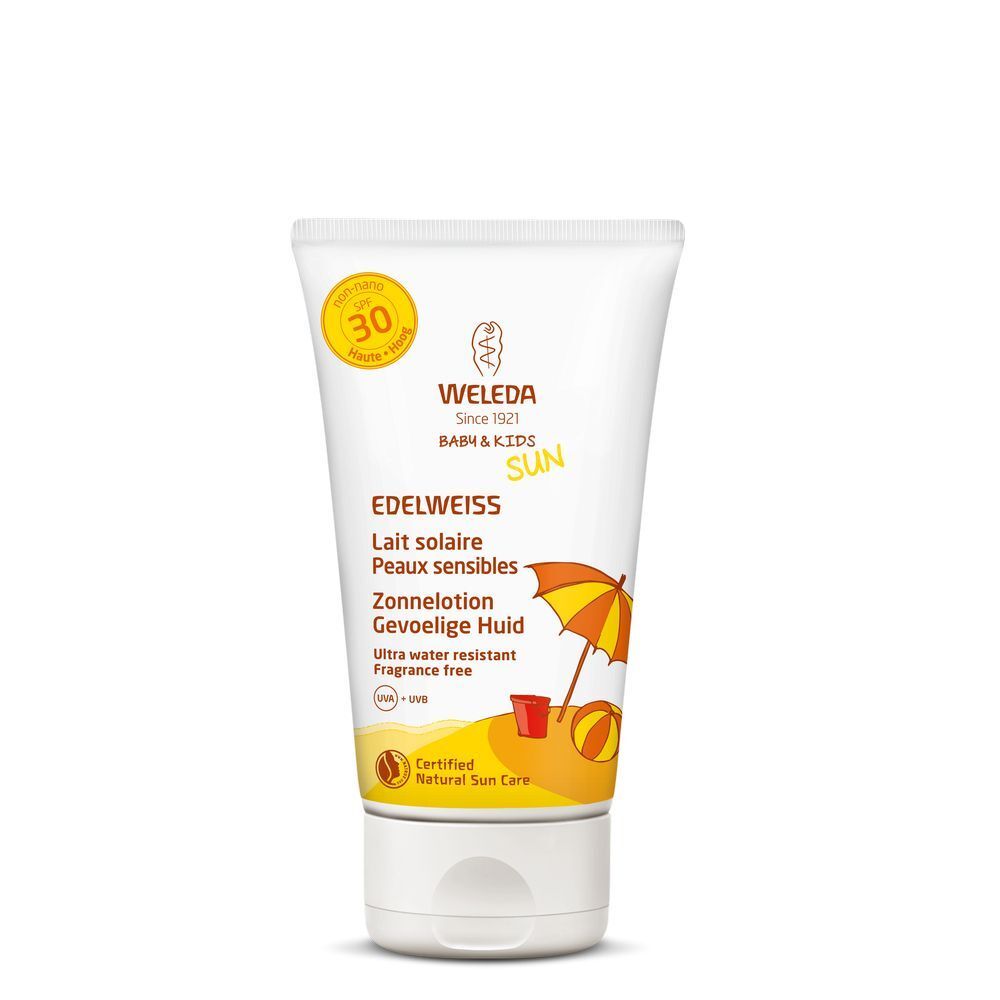 WELEDA Lait solaire Peaux sensibles à l’Edelweiss SPF30 Baby & Kids