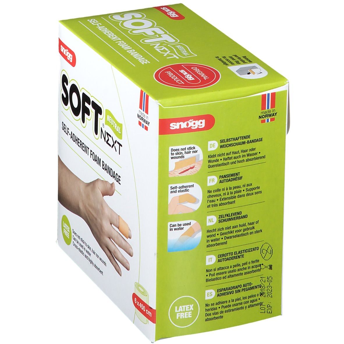 Soft® Snogg Next Natural selbsthaftende Weichschaum-Bandage 6 x 450 cm