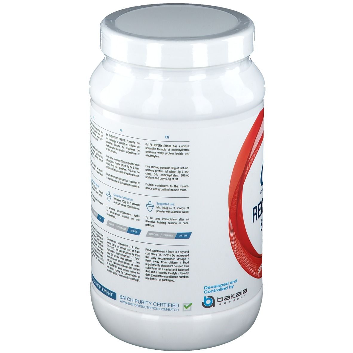 Pot blanc avec étiquette. Contient des informations nutritionnelles. Inscription: 10 portions, 1.0kg.