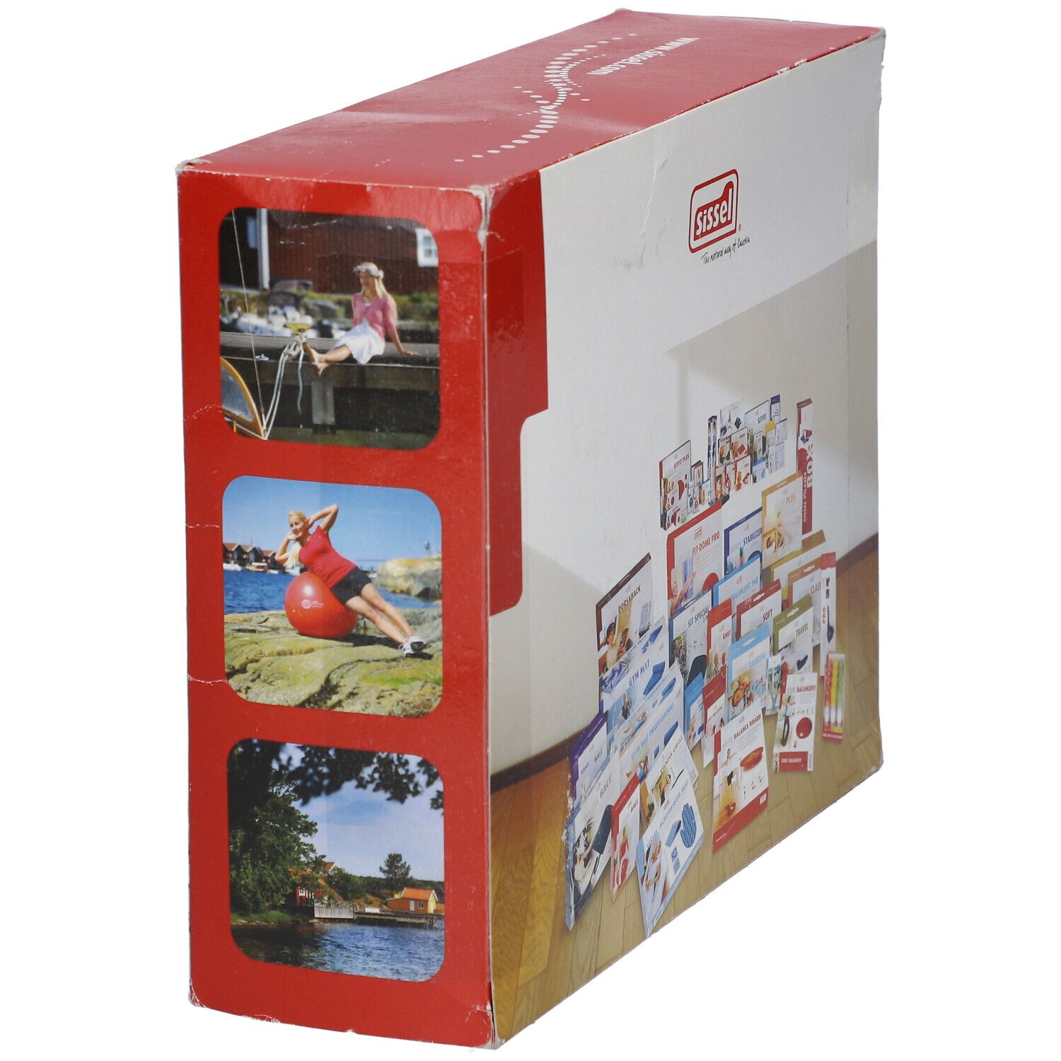 Verpackung von SISSEL® Produkten. Logo und Produktabbildungen. Aufdruck mit Produktnamen.