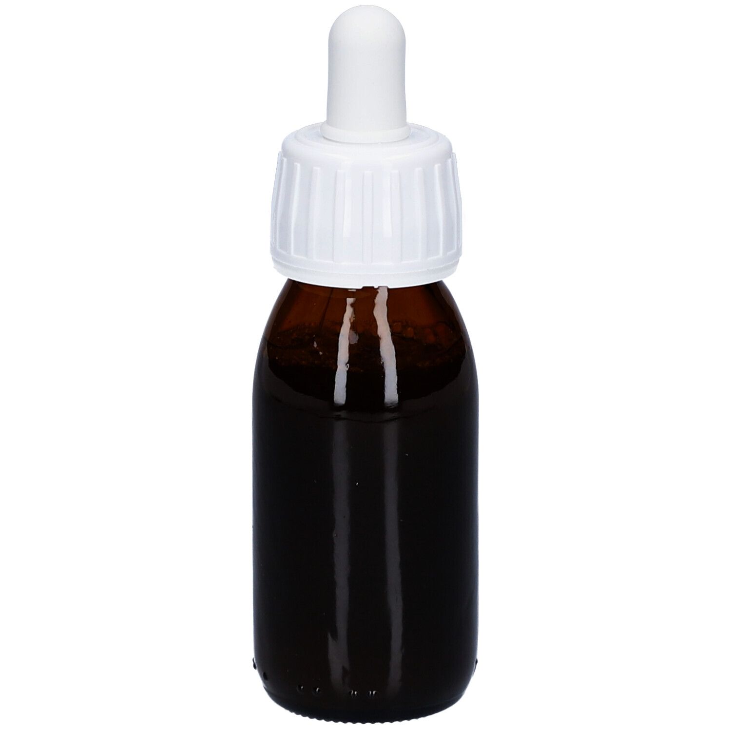 Braune Glasflasche mit weißem Deckel und Pipette. Etikett mit Produktnamen und Marke Soria Natural. Aufschrift: Vara de Oro.