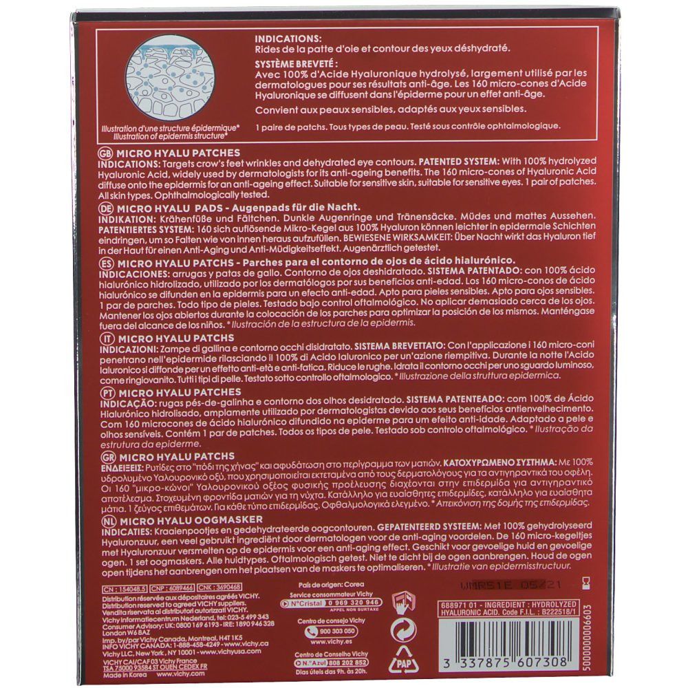 VICHY Liftactiv Micro Hyalu Pads Nachtpflege  Augenpflege