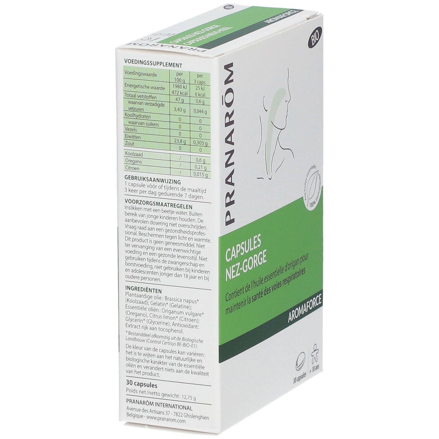 PRANARÔM - Aromaforce - Capsules Nez-Gorge - Compléments Alimentaires Aux Huiles Essentielles - Origan(*) - (*) Maintient La Santé Des Voies Respiratoires - 100% Bio - 30 Capsules