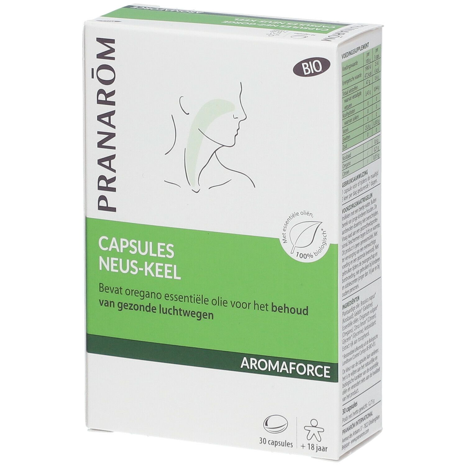 PRANARÔM - Aromaforce - Capsules Nez-Gorge - Compléments Alimentaires Aux Huiles Essentielles - Origan(*) - (*) Maintient La Santé Des Voies Respiratoires - 100% Bio - 30 Capsules