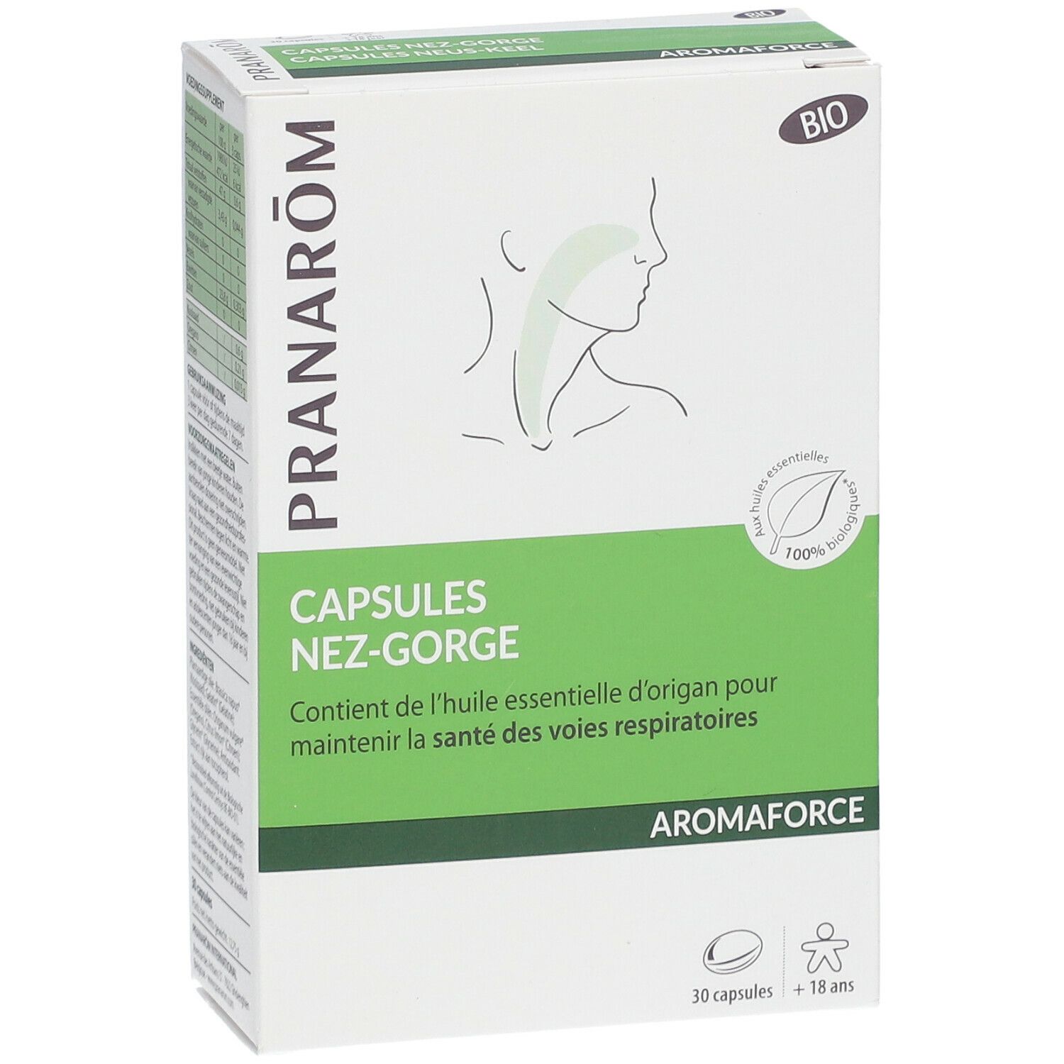 PRANARÔM - Aromaforce - Capsules Nez-Gorge - Compléments Alimentaires Aux Huiles Essentielles - Origan(*) - (*) Maintient La Santé Des Voies Respiratoires - 100% Bio - 30 Capsules