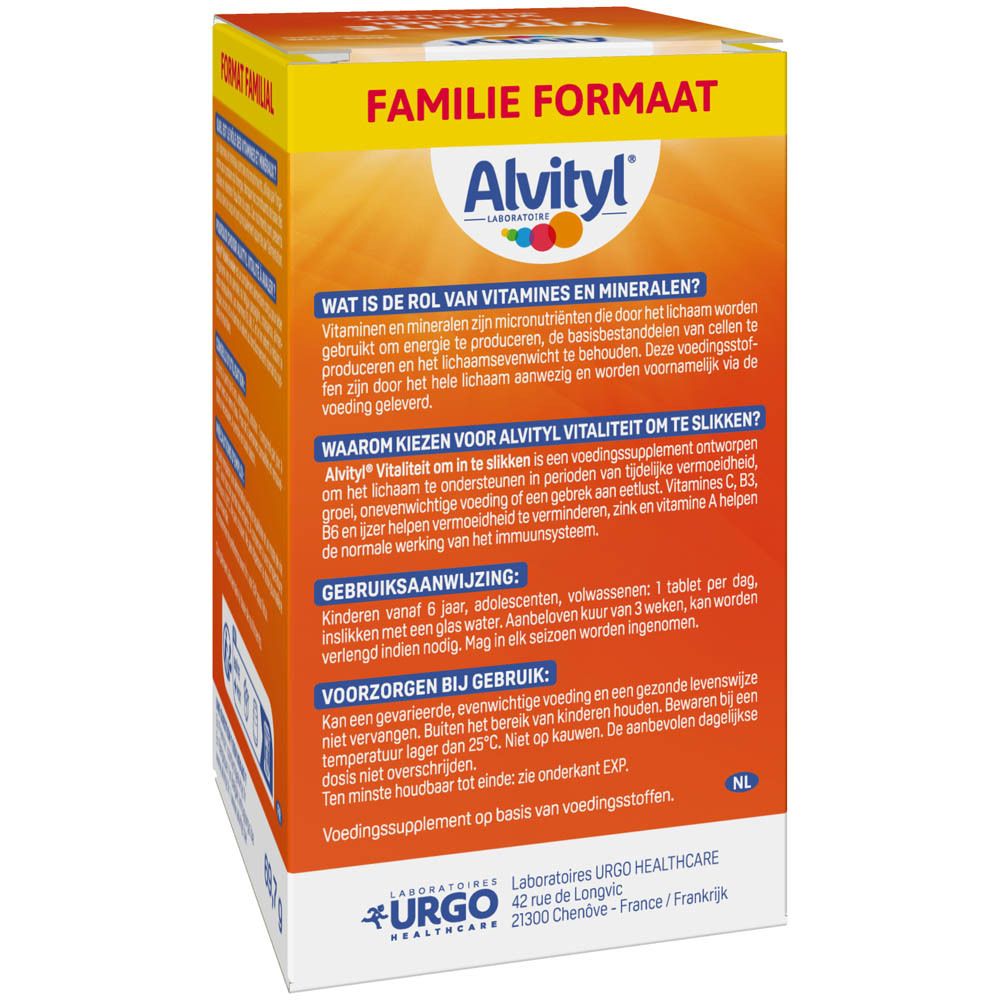 Alvityl Vitalität Packung. Enthält 12 Vitamine und 8 Mineralien. Für Kinder ab 6 Jahren.