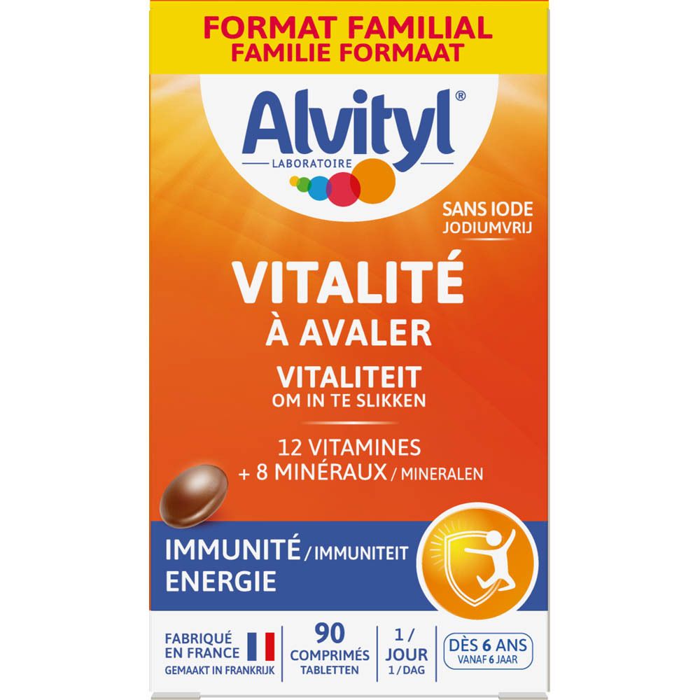 Alvityl Vitalität Packung. Enthält 12 Vitamine und 8 Mineralien. Für Kinder ab 6 Jahren.