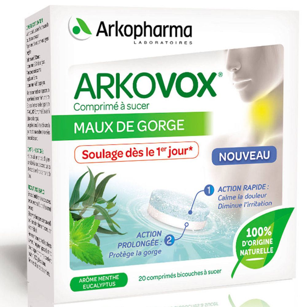 Arkovox® Comprimés à sucer Mal de gorge Menthe-Eucalyptus