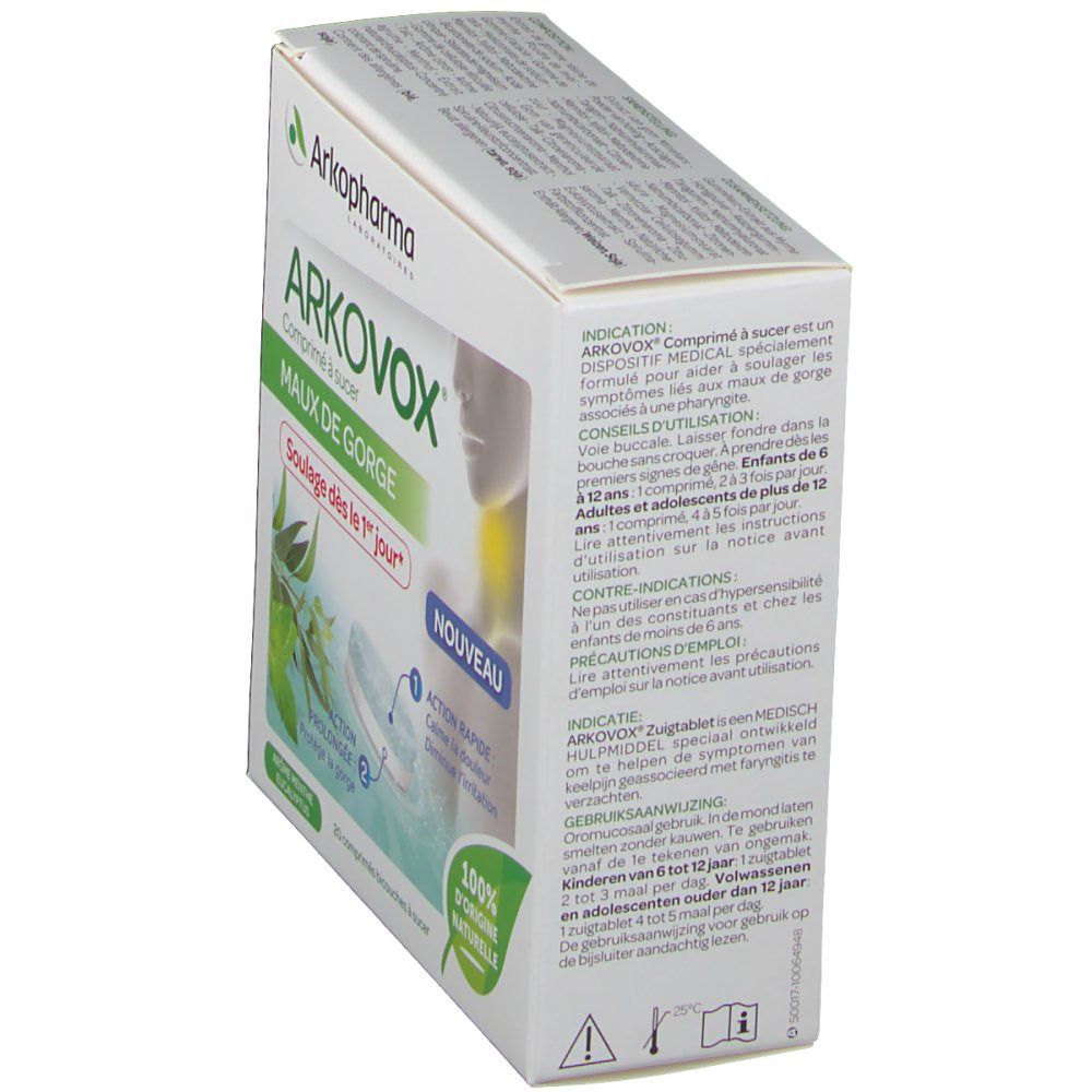 Arkovox® Comprimés à sucer Mal de gorge Menthe-Eucalyptus