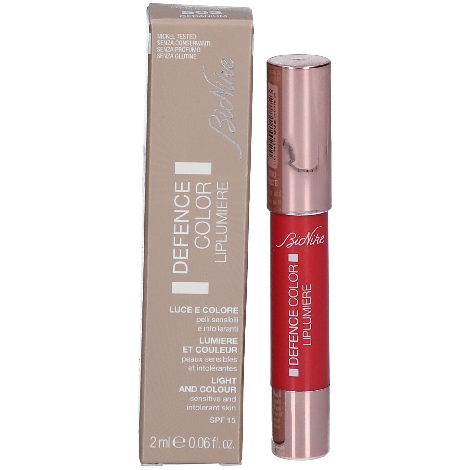 BioNike DEFENCE COLOR LIPLUMIERE LIGHT AND COLOUR 502 GERANIUM